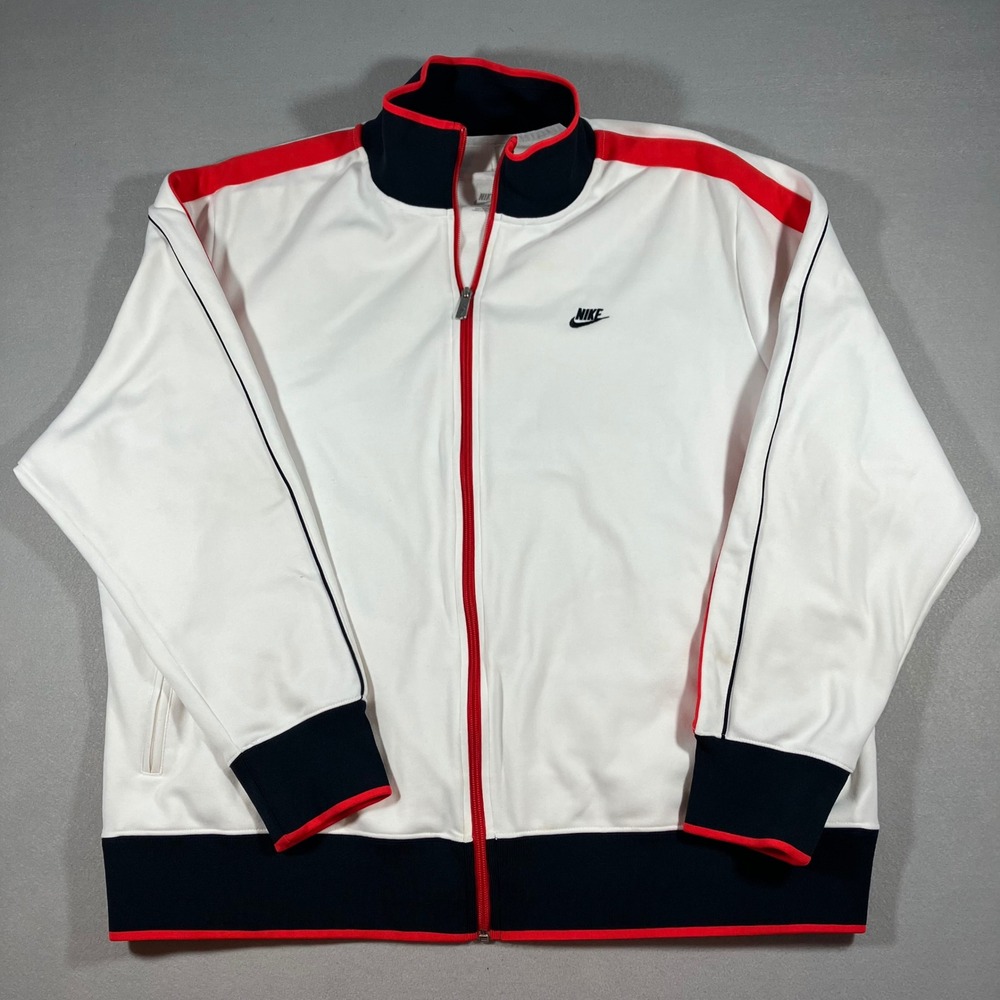 Nike Sportswear Track Jacket Mens 3XL White Navy Red Full Zip Activewear Gym
